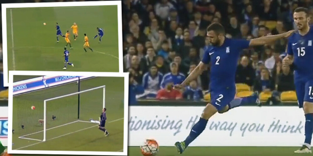 Grieķu futbolists pārbaudes spēlē gūst vārtus no 60 metriem. VIDEO