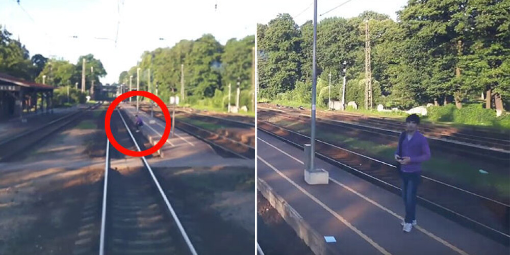 Par sekundi no nāves: Torņakalna stacijā puisis brīnumaini izglābjas no pakļūšanas zem vilciena. VIDEO
