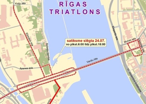 Triatlona sacensību laikā svētdien, 24. jūlijā Rīgā ierobežos satiksmi