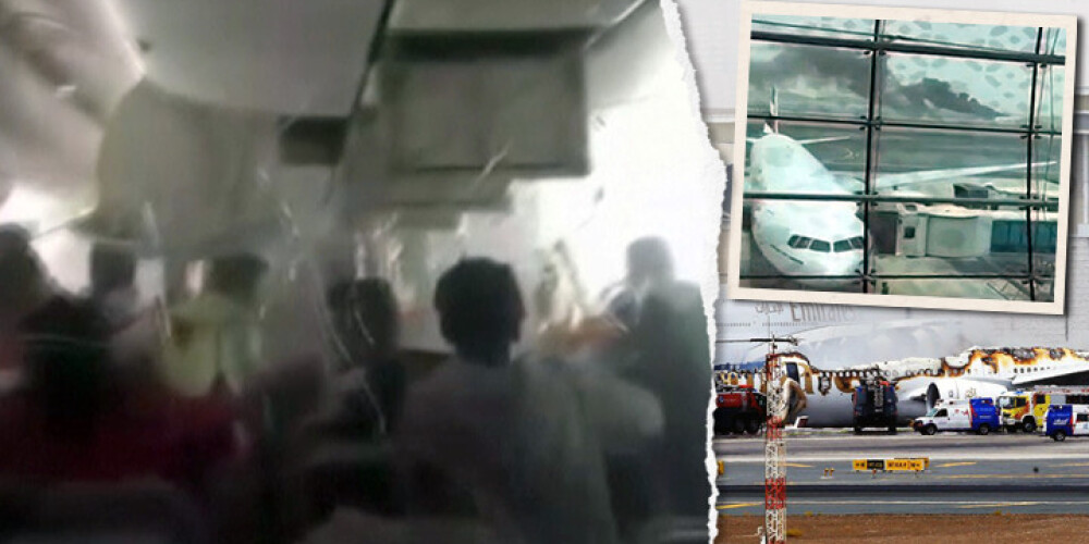 Nofilmēta pagalam dīvaina pasažieru rīcība, evakuējoties no degošās lidmašīnas Dubaijā. VIDEO