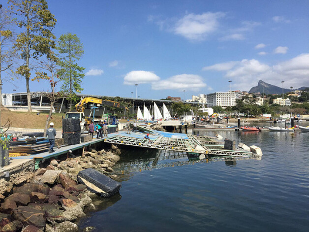 Būvdarbi un salūzušu konstrukciju remonti burātāju sacensību teritorijā turpinās arī pēc pašu sportistu ierašanās.