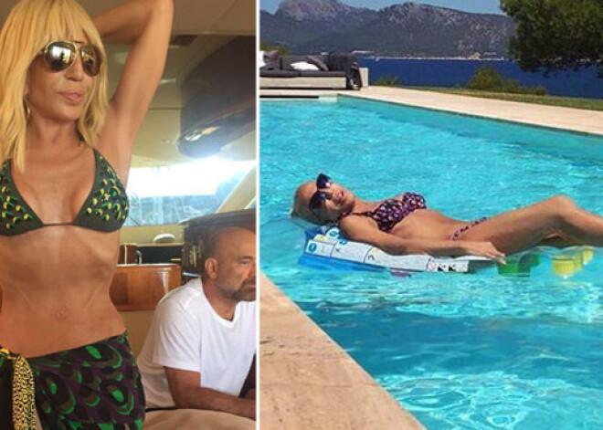 61 gadu vecā dizainere Donatella Versače aizvien valkā bikini. FOTO