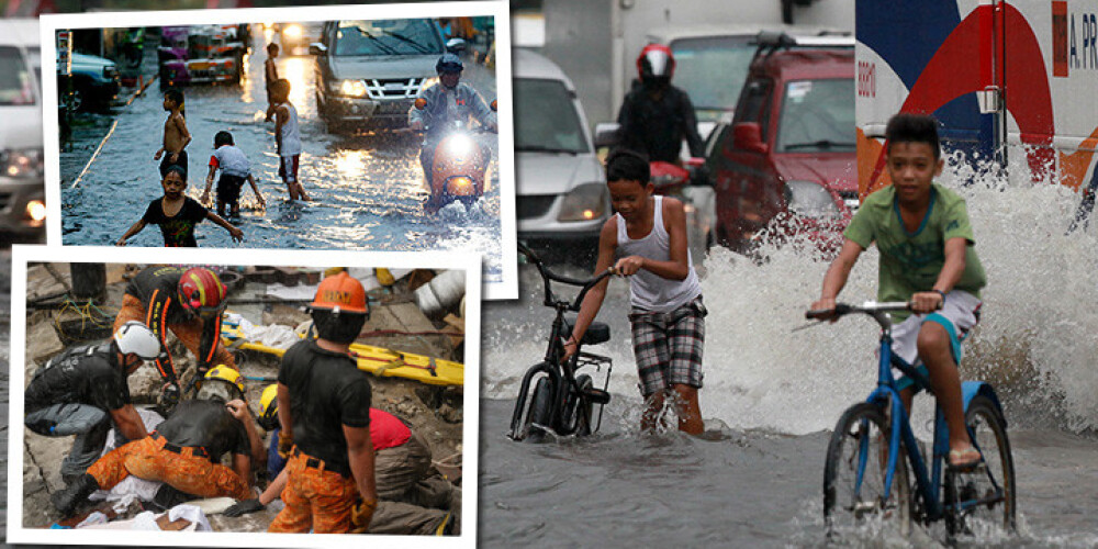 Dabas stihija turpina plosīt Filipīnas; plūdos 5 bojāgājušie un desmitiem tūkstošu bez mājām