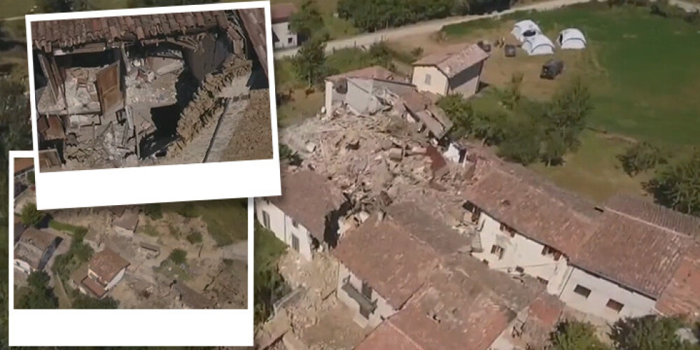 Drūmi skati stihijas izpostītajā Itālijas pilsētiņā. Drona VIDEO