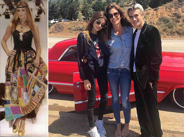 Dolce & Gabbana modes šovs Milānā 1992. gadā. Ar bērniem Kaiju (13) un Presliju (17) šā gada maijā.