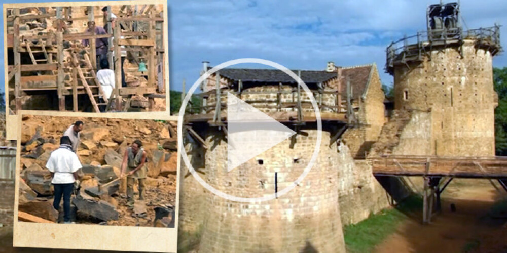Entuziasti ar rokām būvē milzīgu viduslaiku pili Francijā... jau 19 gadus