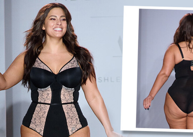 Модель с пышными формами вышла на подиум в нижнем белье