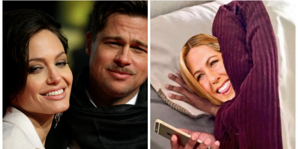 Džolija un Pits šķiras, bet internetu pārpludina neganti joki ar gavilējošu Anistoni