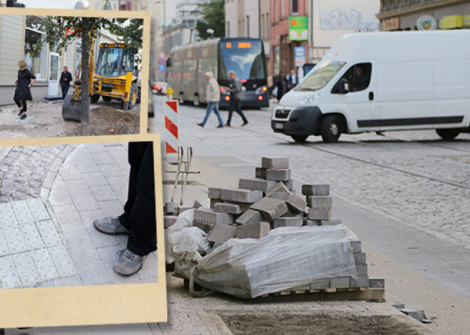 Kā kas ir patiesībā: redzes invalīds testē Barona ielas remontu. FOTOREPORTĀŽA