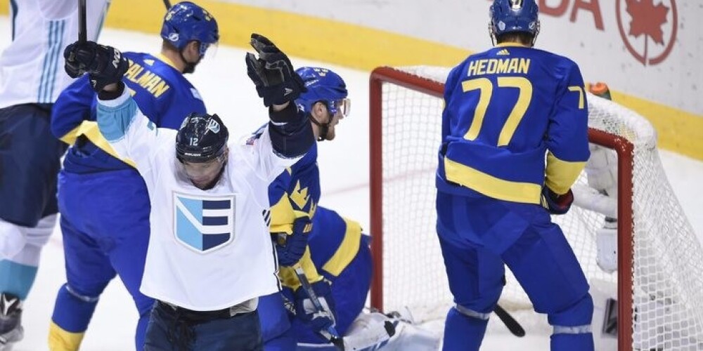 Eiropas izlase, pateicoties slovākiem, sensacionāli uzvar Zviedriju un spēlēs Pasaules kausa finālā