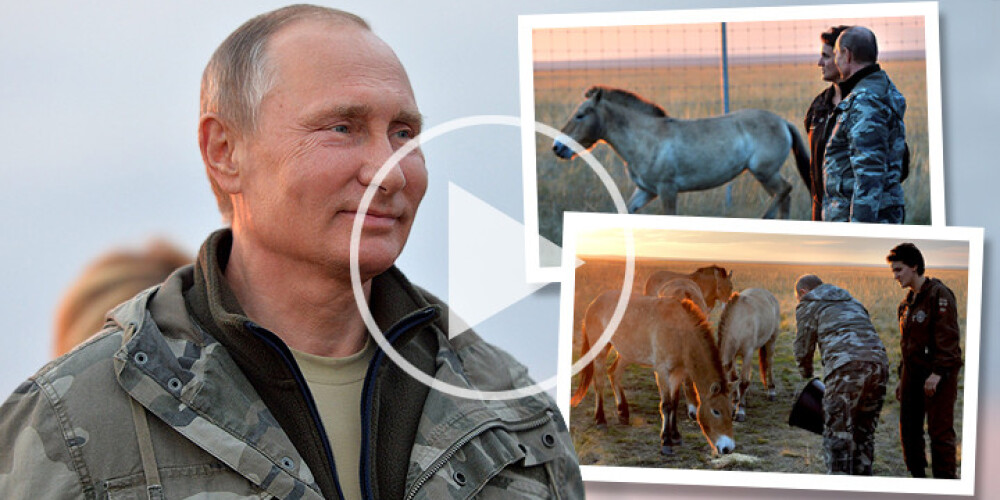 Putins spodrina savu mačo tēlu un vārdo zirgus. FOTO