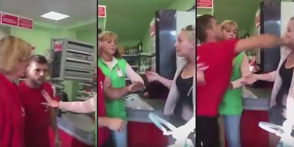 Klientu apkalpošana Krievijas stilā: veikala apsargs iesit pircējai pa seju. VIDEO