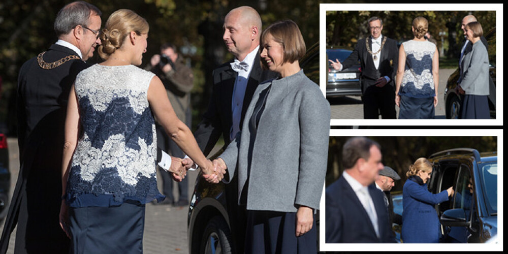 Ieva Ilvesa ar vīru atbrīvo pili jaunajai Igaunijas prezidentei. FOTO. VIDEO