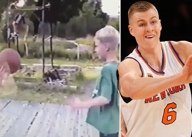 Mīlīgs video! Pavisam mazs Kristaps Porziņģis spēlē basketbolu pret savu brāli