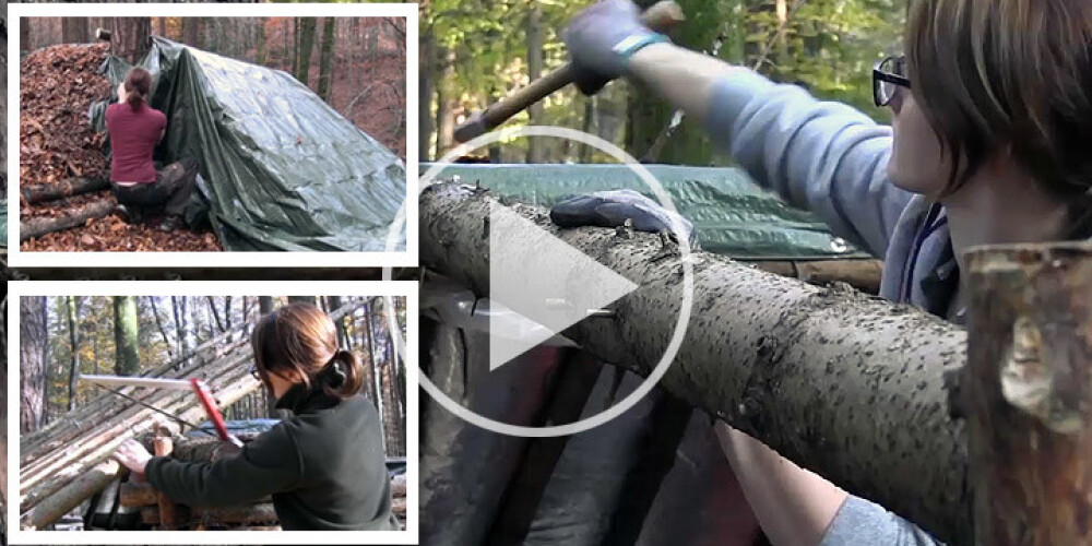 Lilija parāda, kā mežā uzcelt mājīgu patvērumu diviem cilvēkiem. VIDEO