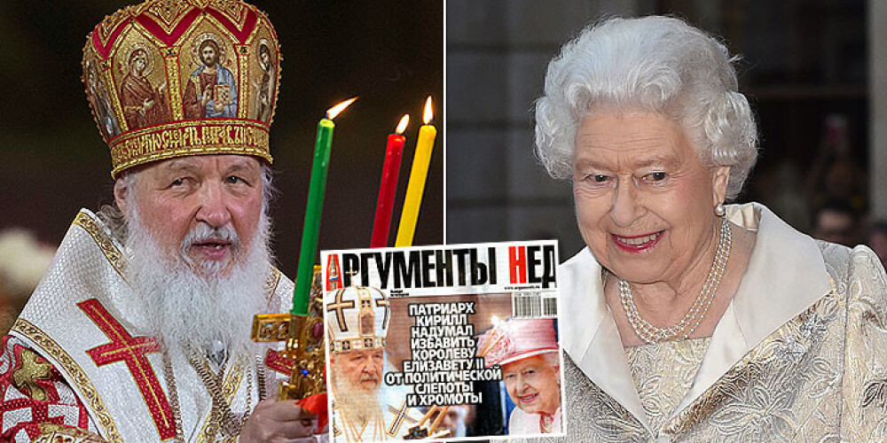 Maskavas patriarhs Kirils britu karalienei dāvina svētbildi, kas dziedē no akluma un klibuma