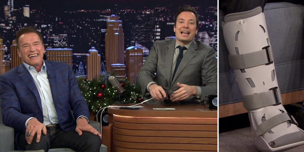 На The Tonight Show Арнольд Шварценеггер пошутил, что травма ноги — результат неудачного педикюра