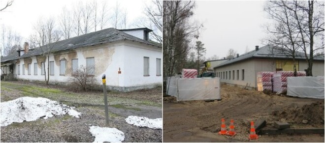 Portāls Kasjauns.lv viesojās Mucenieku ciemā arī 2016.gada sākumā. Jau tolaik iedzīvotāji bija neapmierināti ar Iekšlietu ministrijas plāniem būvēt Nelegālo imigrantu aizturēšanas centru blakus dzīvojamajām mājām. Pa kreisi – viena no pārbūvēšanai paredzētajām ēkam 2016.gada februārī, pa labi – būvdarbu norise 2016.gada 21.decembrī.