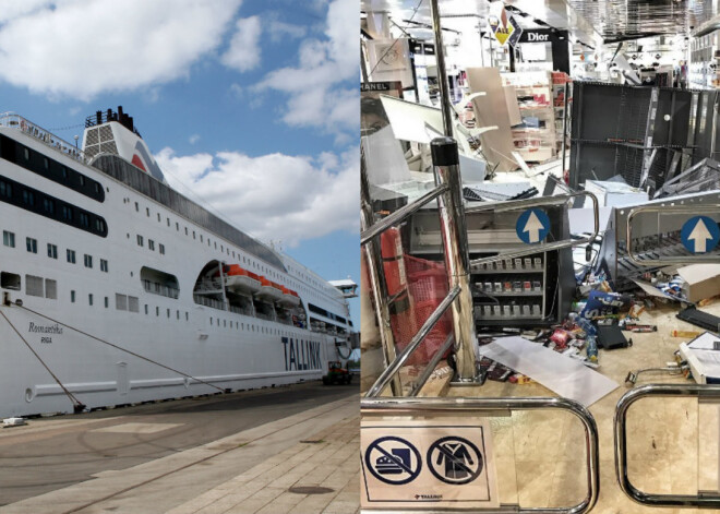 Šonakt "Tallink" prāmis ceļā uz Rīgu cietis vētrā. FOTO