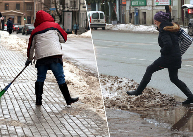 Rīgu pārņem atkusnis, turpmāk gaidāma pamatīga snigšana. FOTO