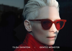 Tilda Svintone kļuvusi par "Maigā briesmoņa" saulesbriļļu kolekcijas reklāmas seju. FOTO