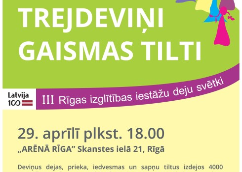 Latvijas simtgades programmas ietvaros notiks Rīgas izglītības iestāžu deju kolektīvu svētki