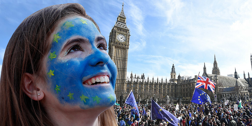 Desmitiem tūkstošu Eiropas Savienības atbalstītāju pārpludina Londonas ielas