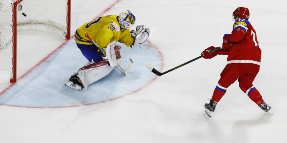 Grandu mačā PČ ievadā Krievijas hokeja izlase "bullīšos" uzvar Zviedriju; Somija grūtā cīņā pārspēj Baltkrieviju