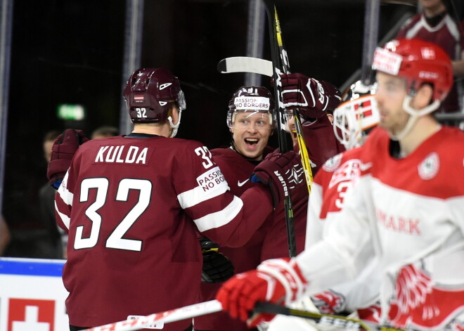 Latvijas hokeja izlase sāk čempionātu ar skaistu uzvaru pār Dāniju