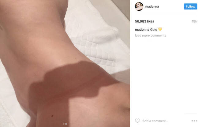 Madonna „Instagram” blogā saviem sekotāju miljoniem atrādījusi šādu savu jaunāko kailfoto.