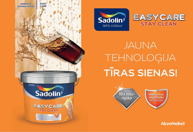 "Sadolin EasyCare" - jauna tehnoloģija, tīras sienas!