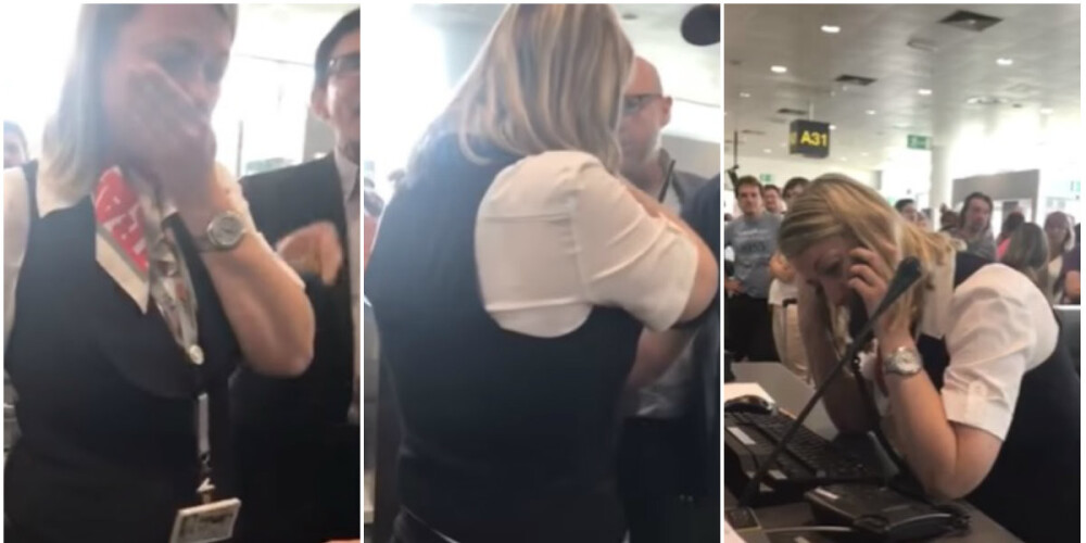 Kašķīgs "Ryanair" klients noved līdz izmisuma asarām lidostas darbinieci. VIDEO