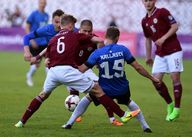 Latvijas un Igaunijas futbola izlases pārbaudes spēle Olimpiskajā "Skonto" stadionā.