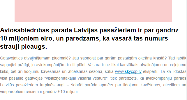 "Jau sapņojat par garām pastaigām okeāna krastā? Tad labāk sapņojiet prātīgi, jo aviokompānijām ir citi plāni," ar šādu saturu un apgalvojumiem "Skycop" e-pastos reklamē savus pakalpojumus potenciālajiem klientiem.