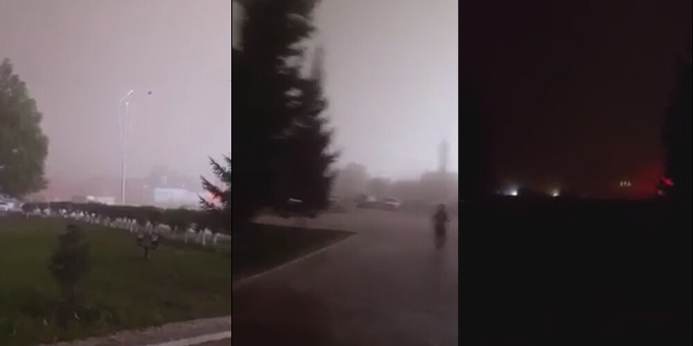 Pēkšņa vētra Kazahstānā dienas gaismu strauji pāvērš melnā naktī