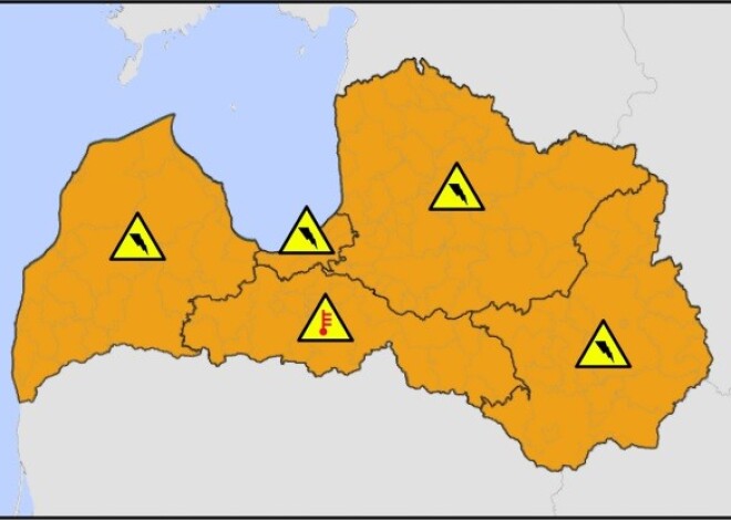 Sestdienas vakarā sinoptiķi izsludina oranžo brīdinājumu visai Latvijai