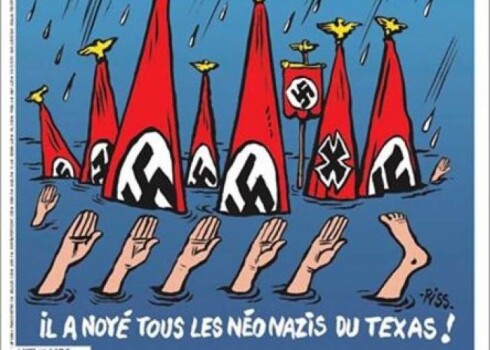 "Charlie Hebdo" vētras "Hārvijs" upurus attēlo kā neonacistus.