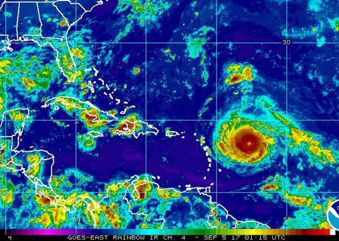 "Irma" sasniedz ļoti bīstamās piektās kategorijas viesuļvētras spēku