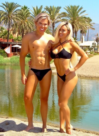 „Dzīvais Kens” Rodrigo Alvess ar TV realitātes šova zvaigzni „Life on Marbs” zvaigzni Daniju Leviju.