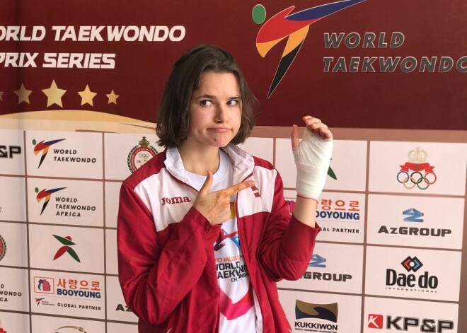 Latvijas taekvondo zvaigzne Inese Tarvida salauzusi roku