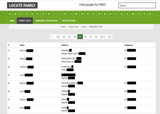 Kanādas vietnē publicēti tūkstošiem Latvijas cilvēku adrešu un telefona numuru