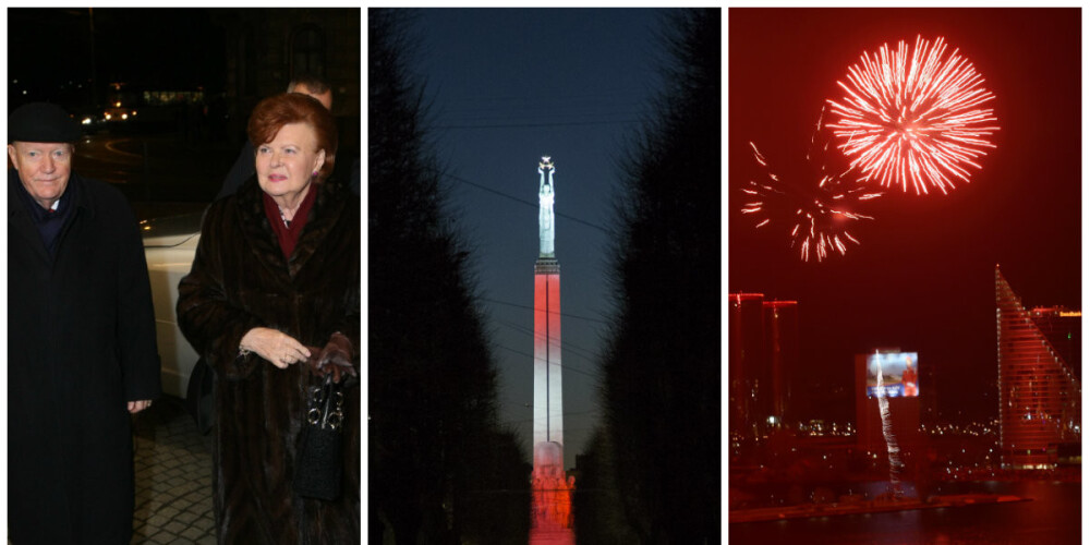 Krāšņs salūts, prominences satiekas koncertā un izgaismotā Rīga. Aizvadīto svētku kopsavilkums fotogrāfijās