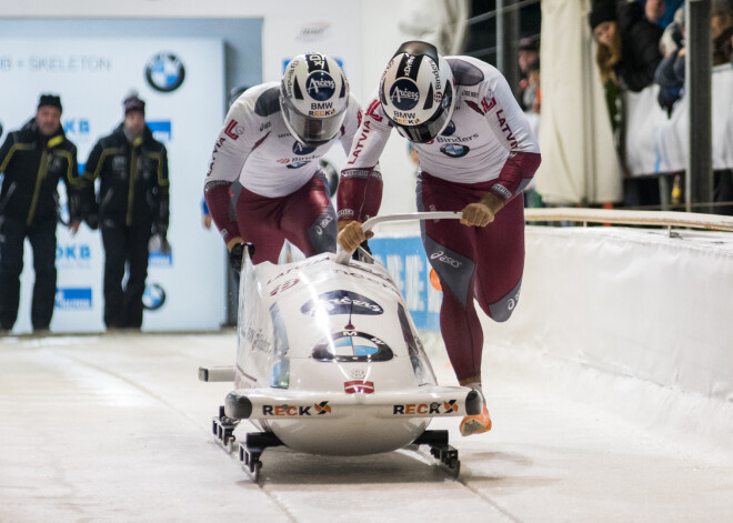 Ķibermanis/Miknis ar lieliskiem starta ieskrējieniem izcīna sesto vietu PK pirmspēdējā posmā bobsleja divniekiem