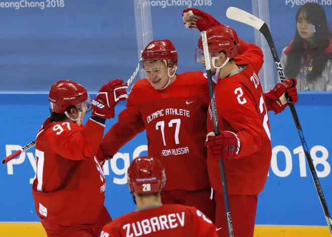 Olimpisko sportistu no Krievijas hokeja izlase dusmas par zaudējumu pret Slovākiju izgāž pret slovēņiem