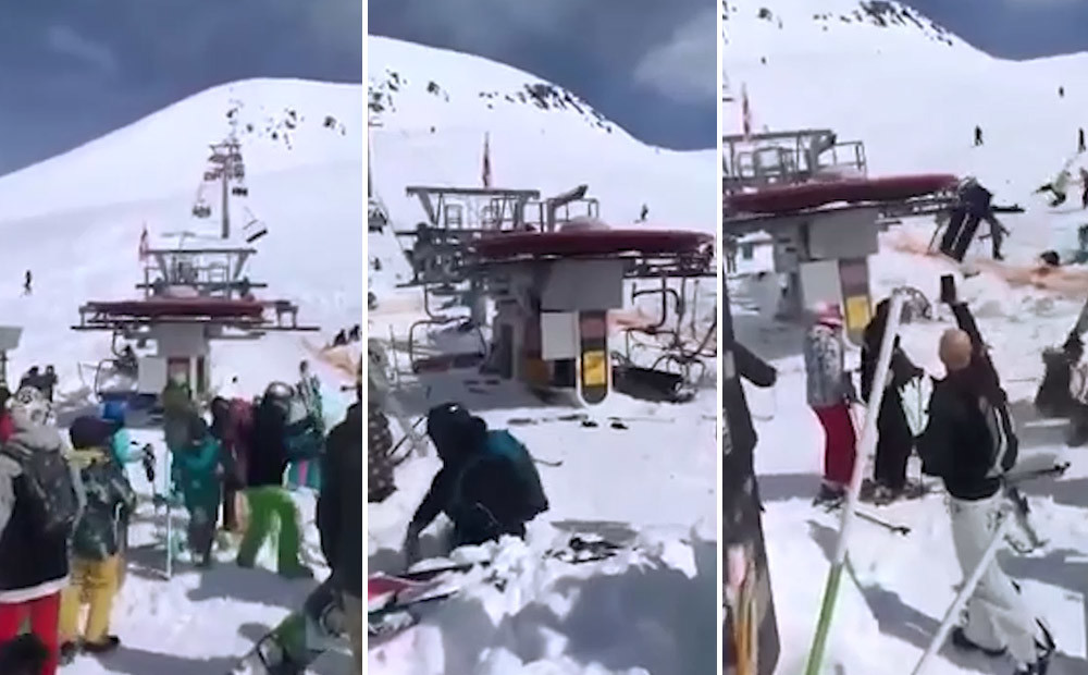 VIDEO: šausmas Gruzijas slēpošanas kūrortā – cilvēki kliedzot glābjas no salūzuša pacēlāja