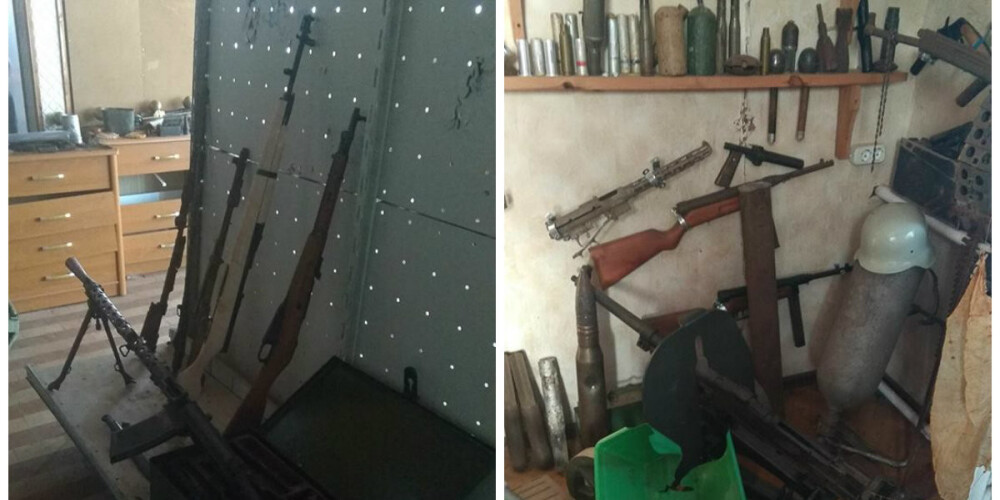FOTO: policija uziet iespaidīgu šaujamieroču arsenālu Latgalē un aiztur 8 cilvēkus