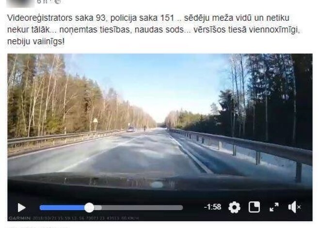 Autovadītājs "Facebook" publicē video, kas rada šaubas par policijas radara precizitāti. Policija kļūdu noliedz