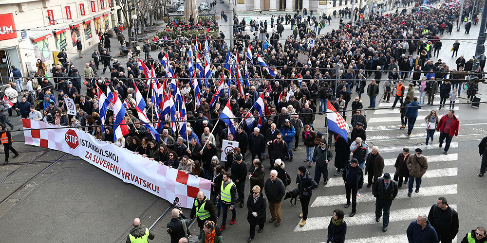 Tūkstošiem horvātu protestē pret Stambulas konvenciju