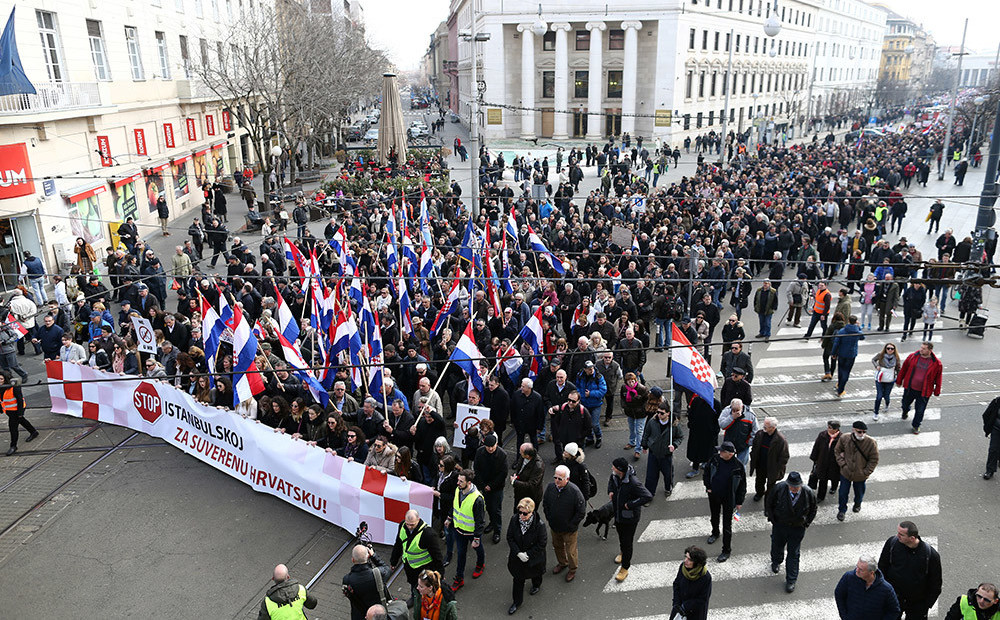 Tūkstošiem Horvātu protestē pret Stambulas konvenciju
