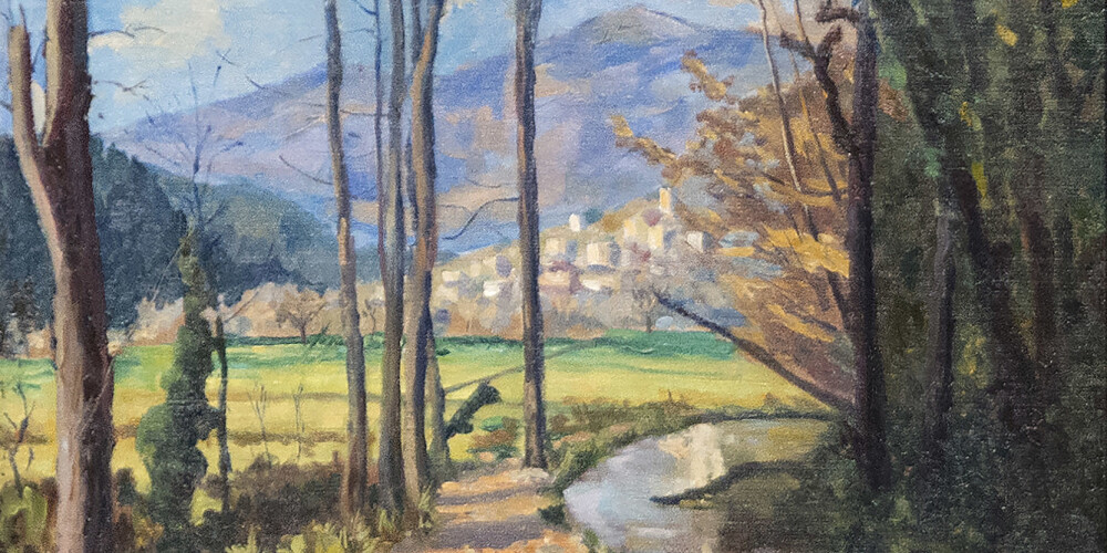 Bijušā britu premjerministra Vinstona Čērčila eļļas glezna.